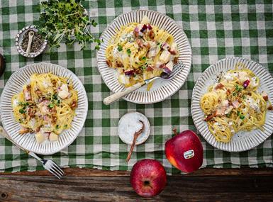 Pasta con gorgonzola, Mela Alto Adige IGP e noci