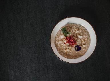 Risotto alle castagne con speck e mela dell'Alto Adige