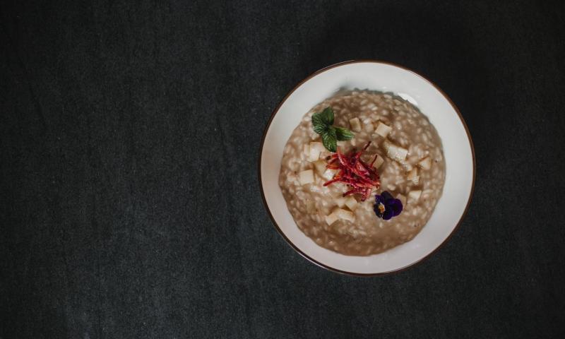 Risotto alle castagne con speck e mela dell'Alto Adige